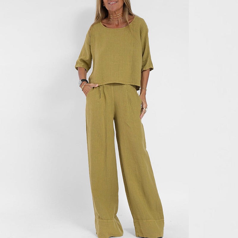Candida | Linen Relaxed-Fit Wide Leg Set for Women
