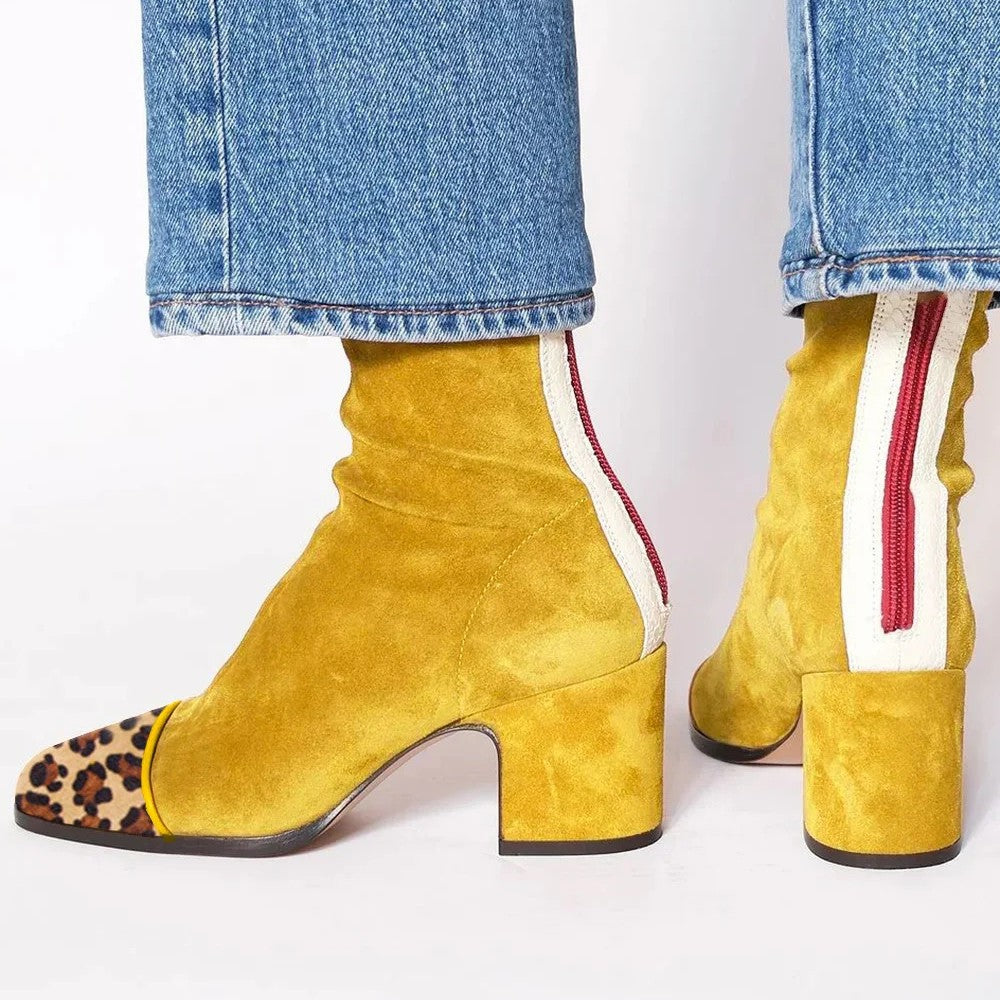 Fabienne | Square Toe Block Heel Boots for Women