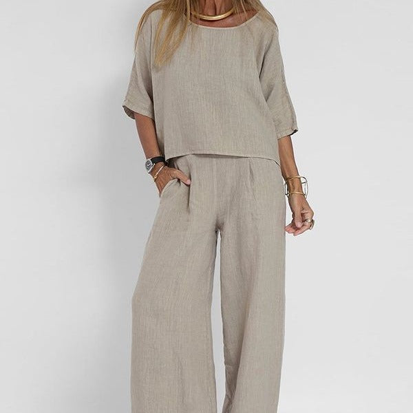 Candida | Linen Relaxed-Fit Wide Leg Set for Women