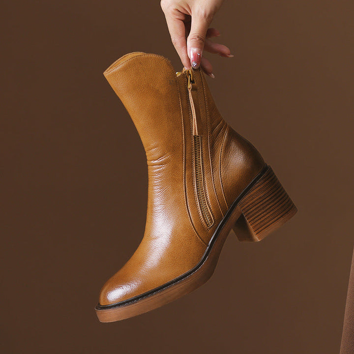 Women's Block Heel Zip-Up Ankle Boots