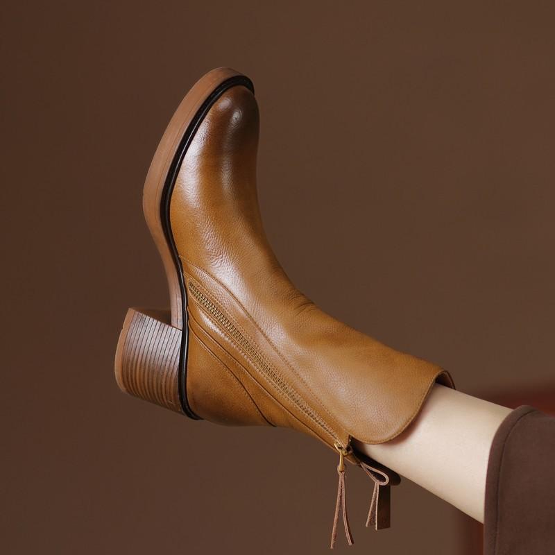 Women's Block Heel Zip-Up Ankle Boots