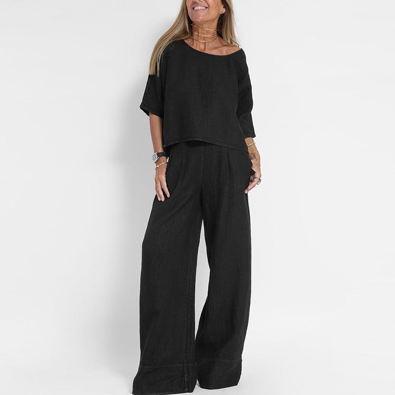Candida | Linen Relaxed-Fit Wide Leg Set for Women