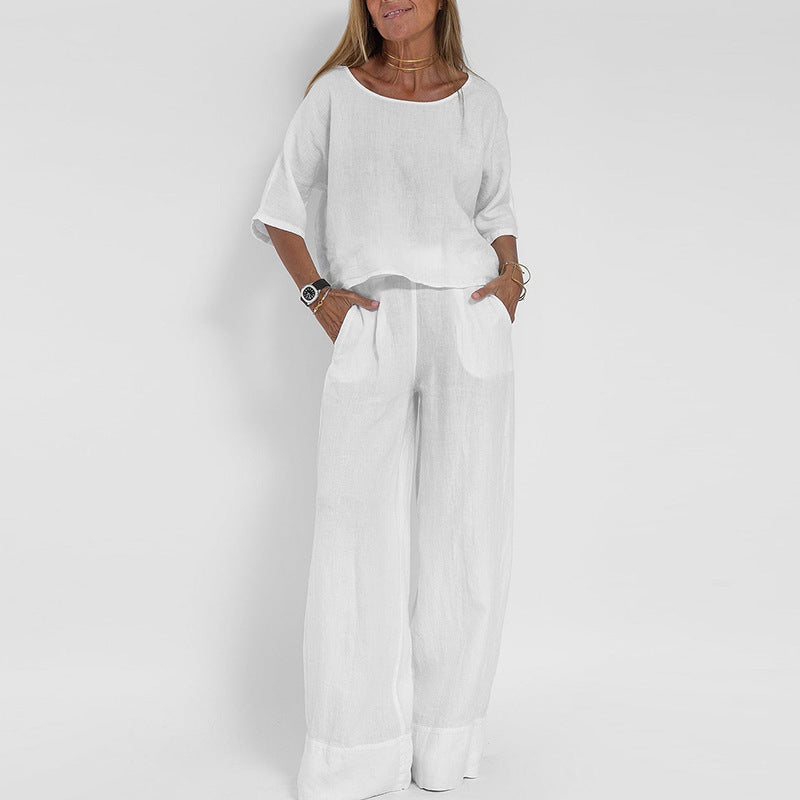 Candida | Linen Relaxed-Fit Wide Leg Set for Women