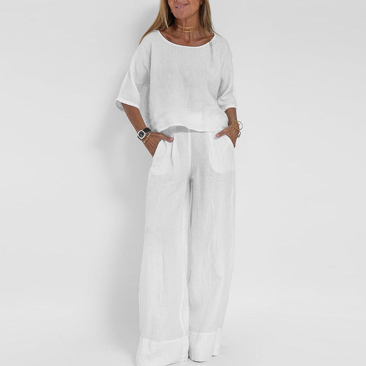 Candida | Linen Relaxed-Fit Wide Leg Set for Women