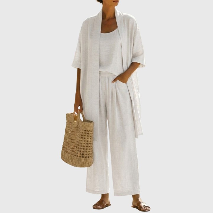 Elena | Linen Three-Piece Set for Women