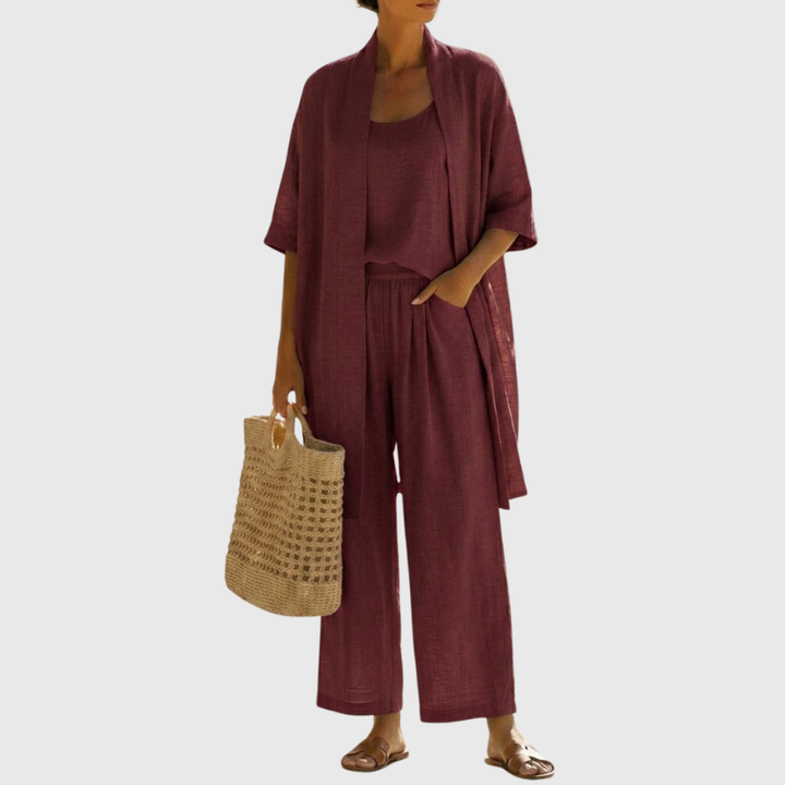 Elena | Linen Three-Piece Set for Women