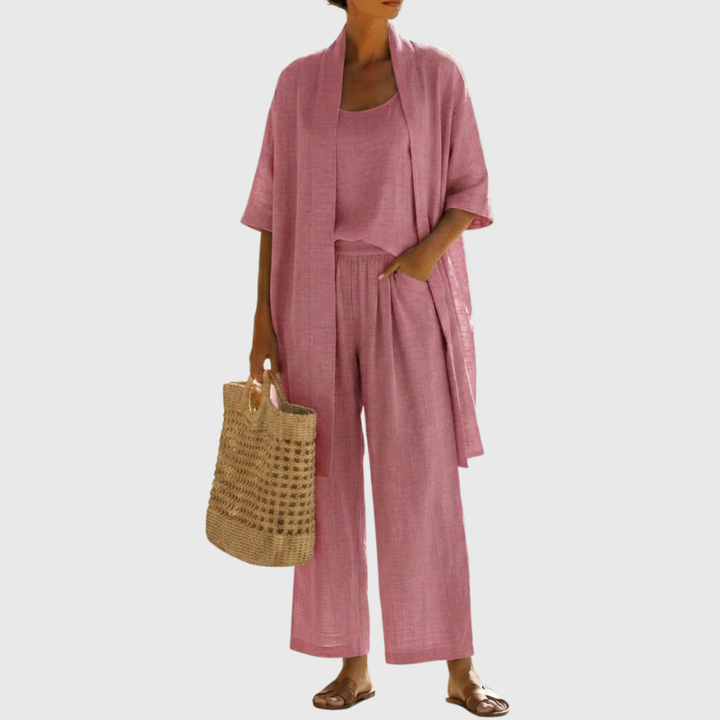 Elena | Linen Three-Piece Set for Women