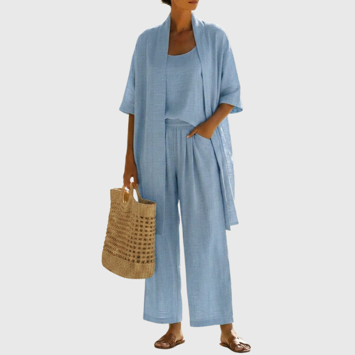 Elena | Linen Three-Piece Set for Women