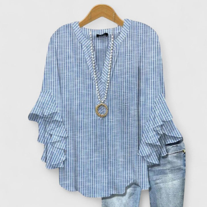 Konstanze | Floral Blouse with Ruffle Sleeves for Women