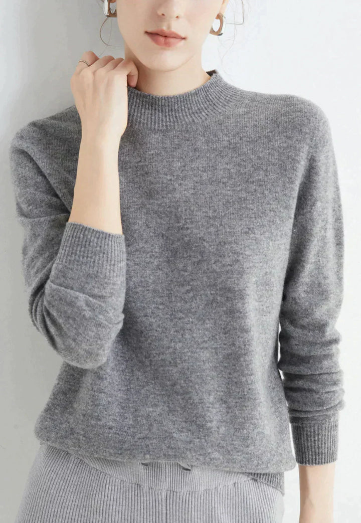 Women's Cashmere Mock Neck Sweater Long Sleeve Knit Pullover Winter