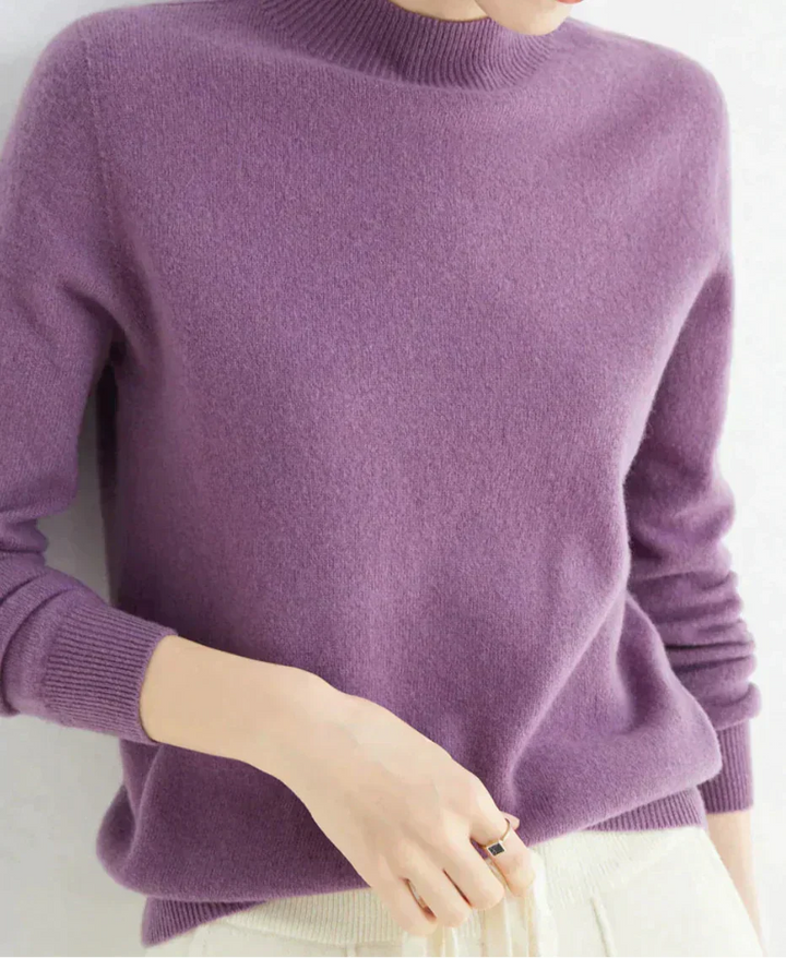 Women's Cashmere Mock Neck Sweater Long Sleeve Knit Pullover Winter