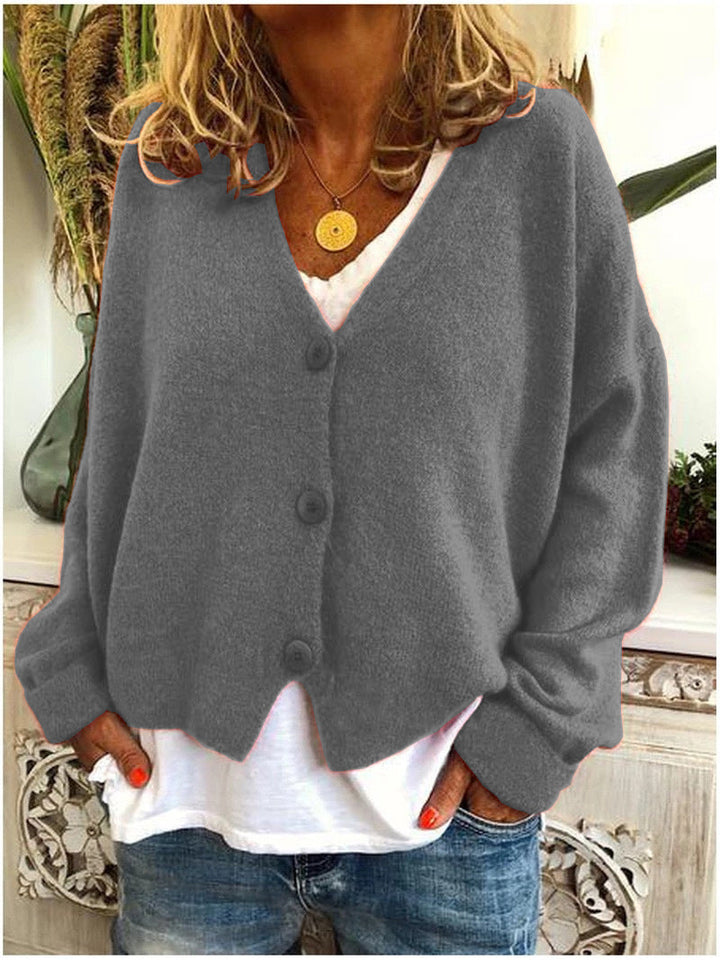 Women's Knit Cardigan V-Neck Long Sleeve Button-Front Open Casual Sweater