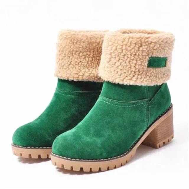 Women's Mid-Calf Block Heel Lug Sole Boots