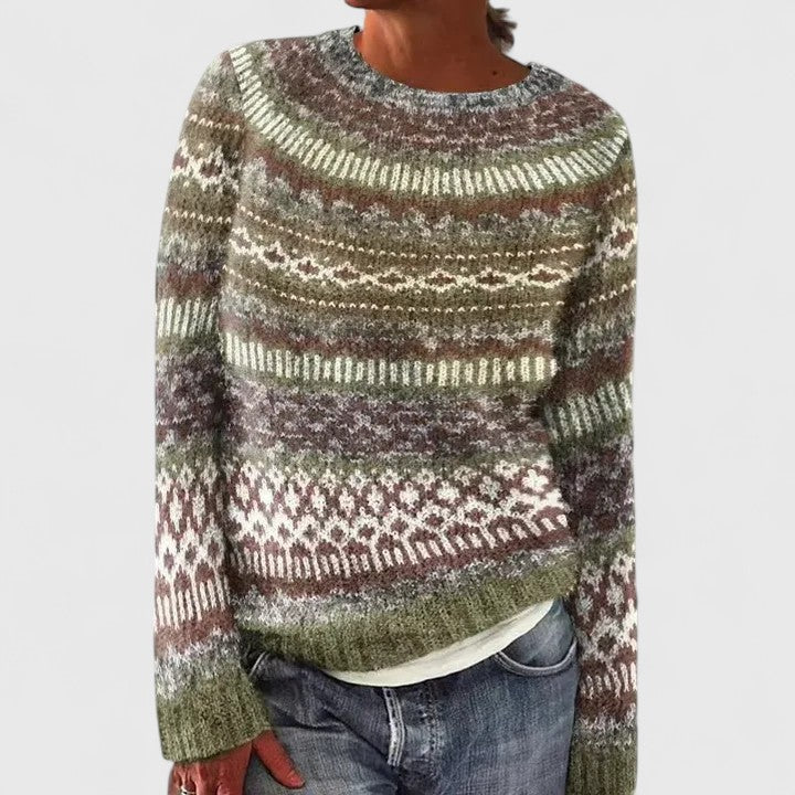 Elyvianne | Women's Fair Isle Crew Neck Sweater