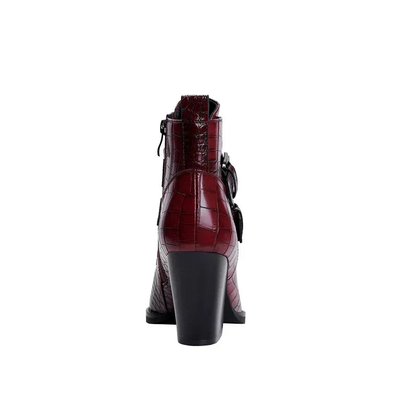 Women's Ankle Boots | Textured Upper Buckle Design | Casual Footwear