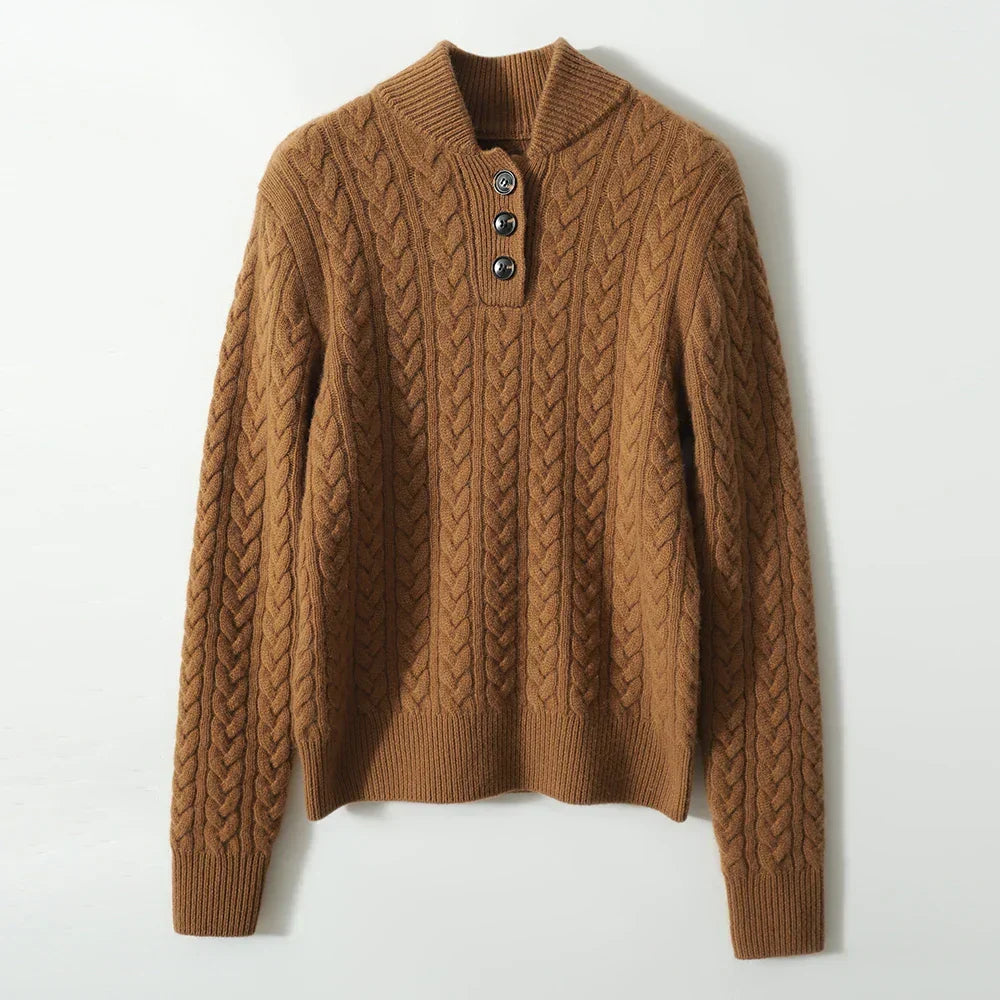 Nathalia | Button-Up Cable Knit Sweater for Women