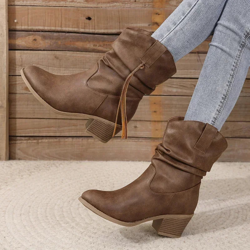 Women's Block Heel Cowboy Boots | Western Style Footwear