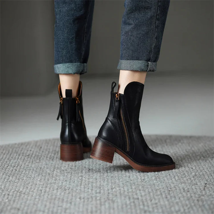 Women's Block Heel Zip-Up Ankle Boots