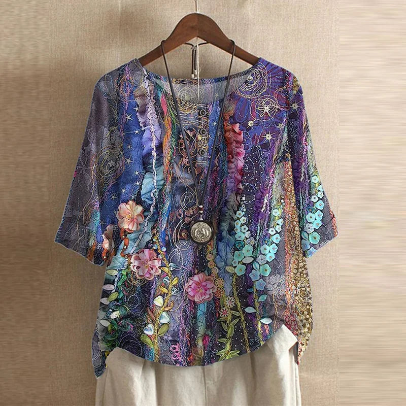 Sira | Floral Print Blouse with Oversized Fit for Women