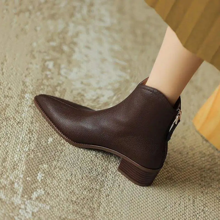 Women's Ankle Boots Slip-On Pointed Heel Design Casual Footwear