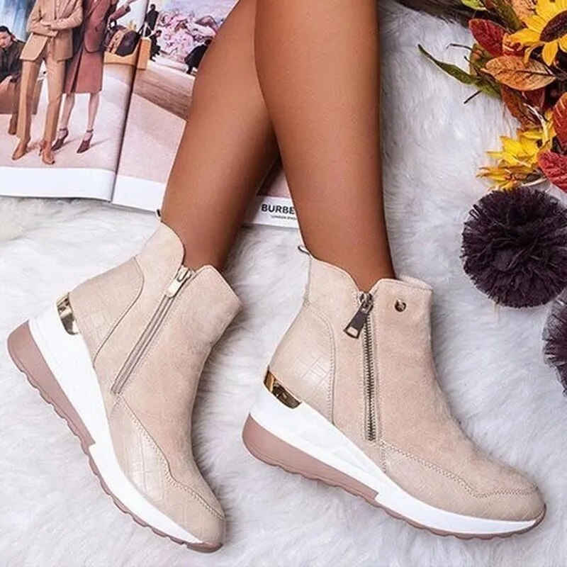 Women's Platform Ankle Boots Side Zip Style