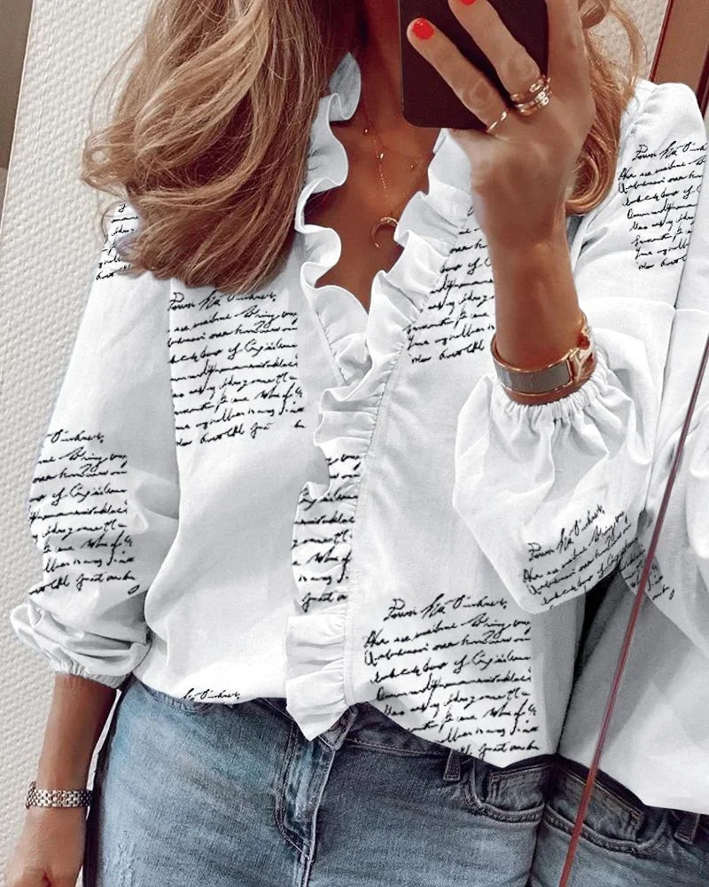Enola | Ruffle-Trim Button-Down Blouse for Women