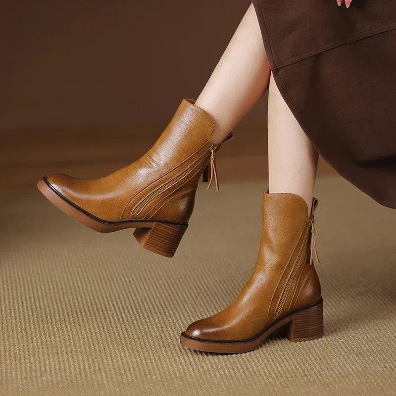 Women's Block Heel Zip-Up Ankle Boots