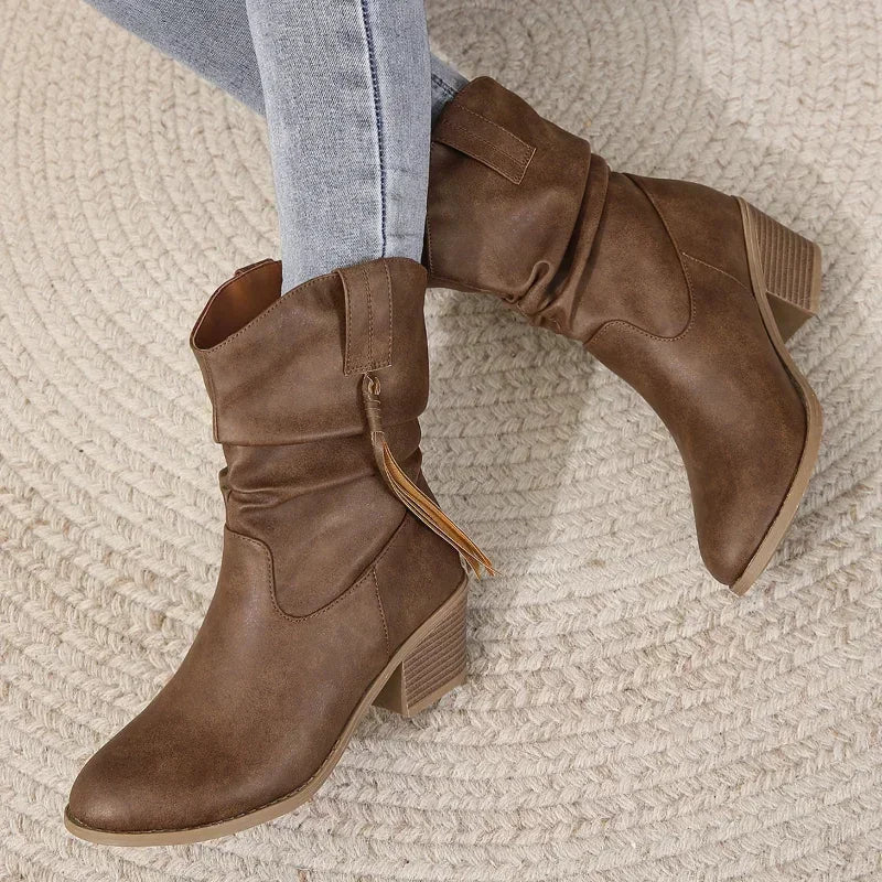 Women's Block Heel Cowboy Boots | Western Style Footwear