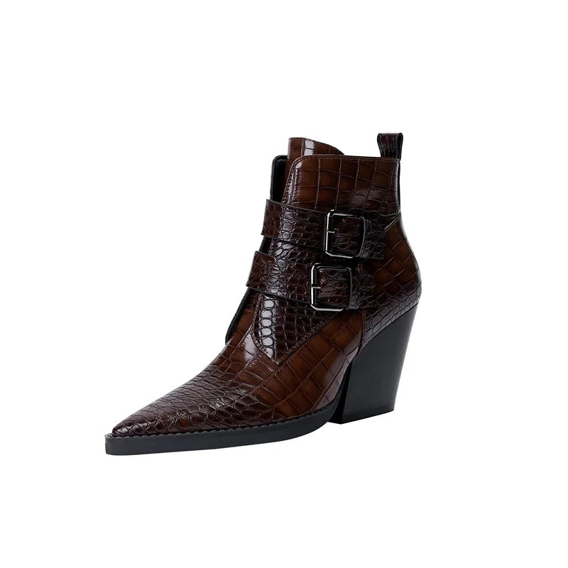 Women's Ankle Boots | Textured Upper Buckle Design | Casual Footwear