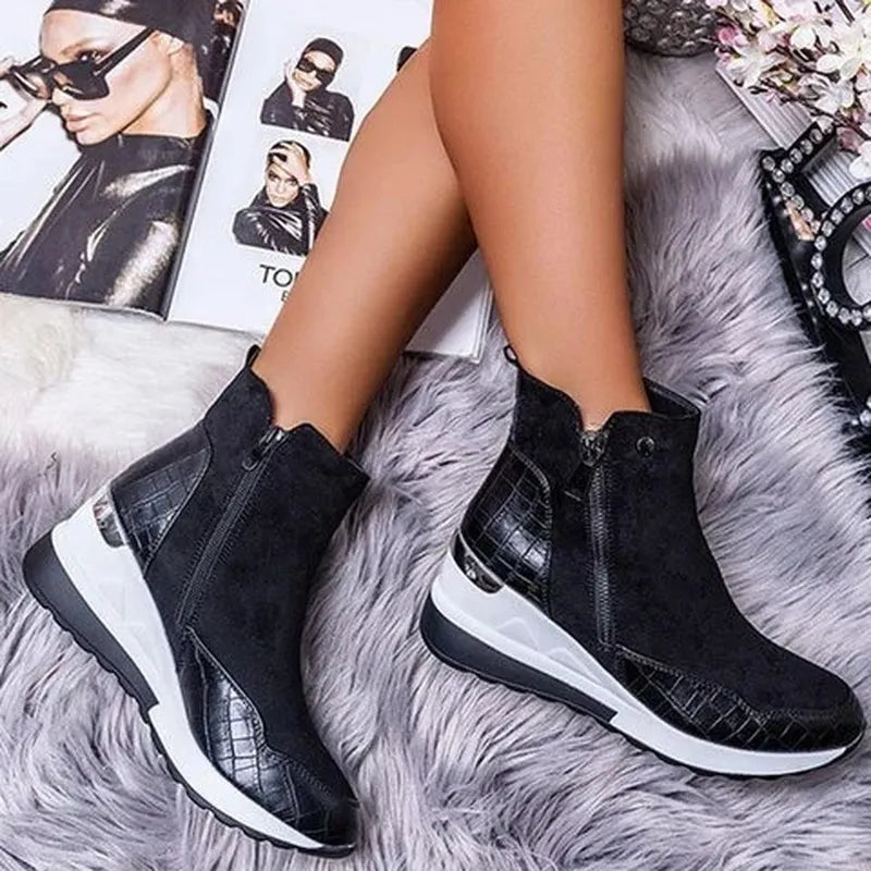 Women's Platform Ankle Boots Side Zip Style