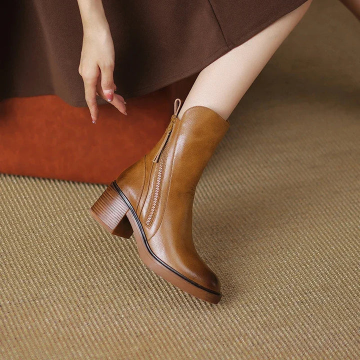 Women's Block Heel Zip-Up Ankle Boots