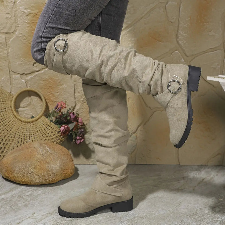 Women's Knee High Buckle Strap Boots
