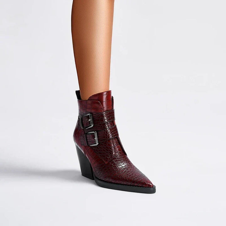 Women's Ankle Boots | Textured Upper Buckle Design | Casual Footwear