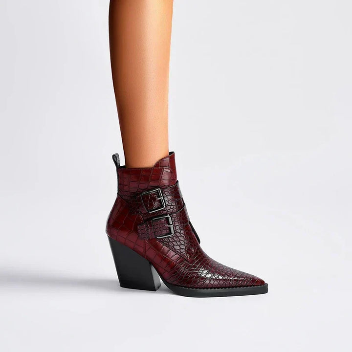 Women's Ankle Boots | Textured Upper Buckle Design | Casual Footwear