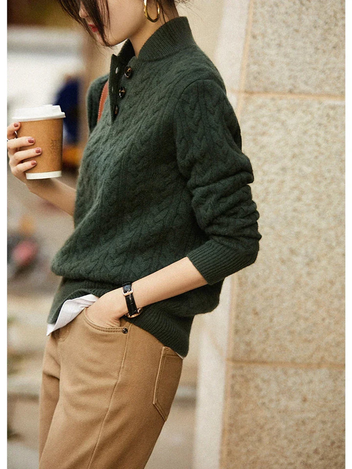 Nathalia | Button-Up Cable Knit Sweater for Women
