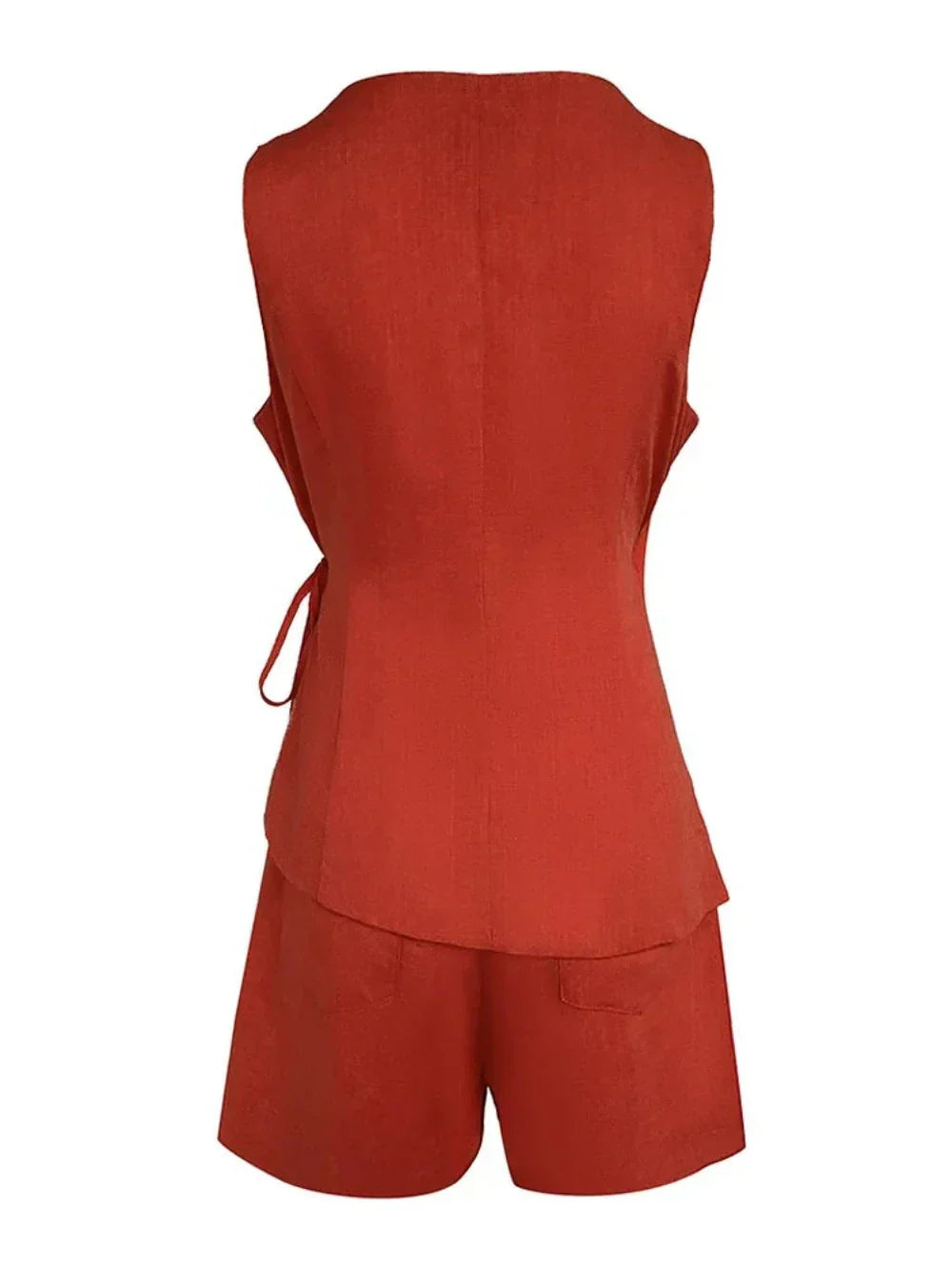 Lila Linen V-neck Top and Shorts Set