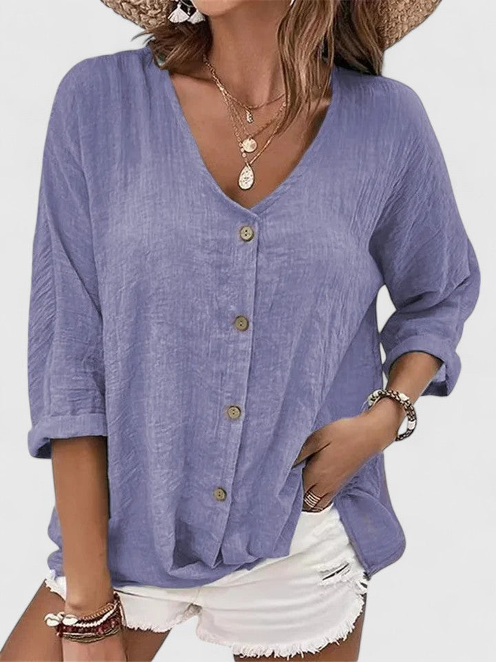 Aaliyah | V-Neck Button-Down Blouse for Women