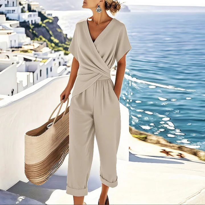 Janelle | Wrap Top Cropped Pants Set for Women