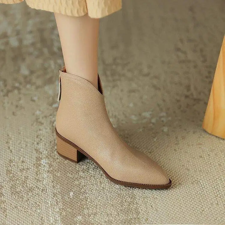Women's Ankle Boots Slip-On Pointed Heel Design Casual Footwear