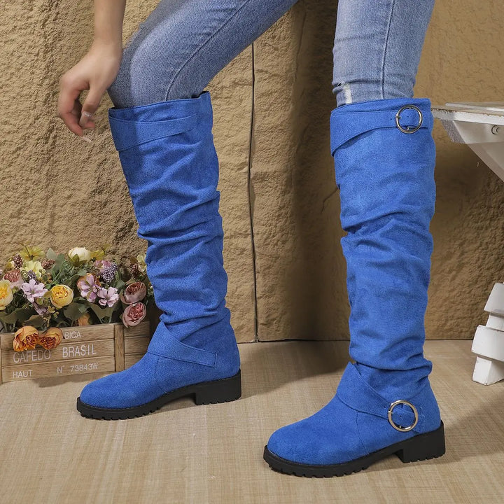 Women's Knee High Buckle Strap Boots