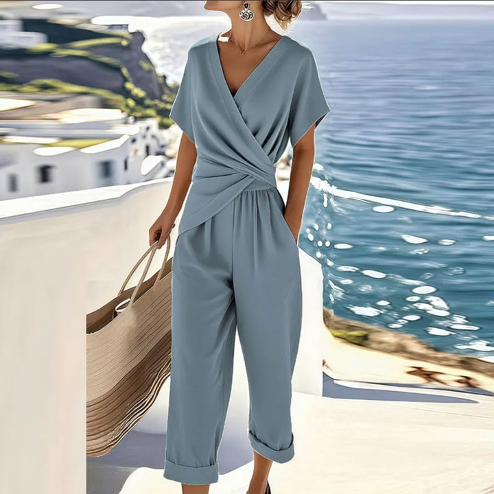 Janelle | Wrap Top Cropped Pants Set for Women