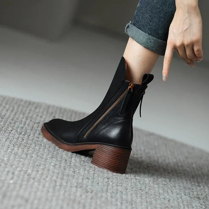 Women's Block Heel Zip-Up Ankle Boots