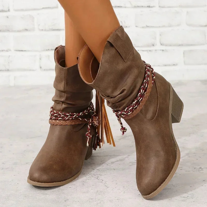 Women's Block Heel Cowboy Boots | Western Style Footwear