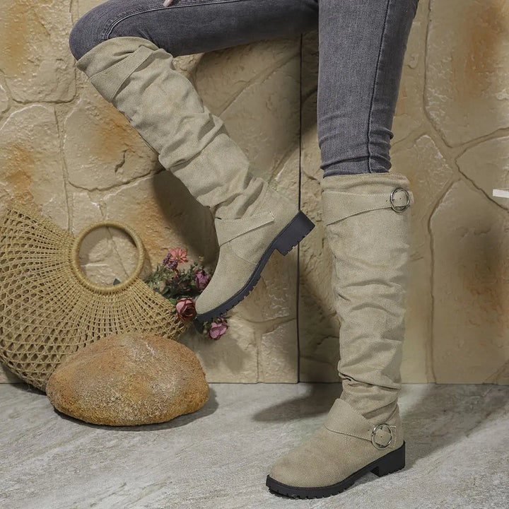Women's Knee High Buckle Strap Boots