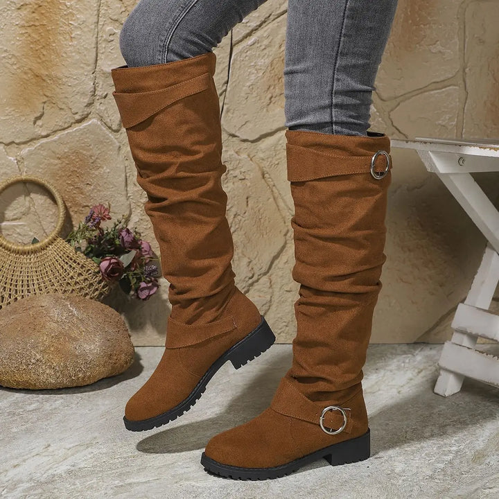 Women's Knee High Buckle Strap Boots