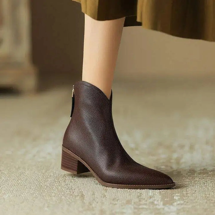 Women's Ankle Boots Slip-On Pointed Heel Design Casual Footwear