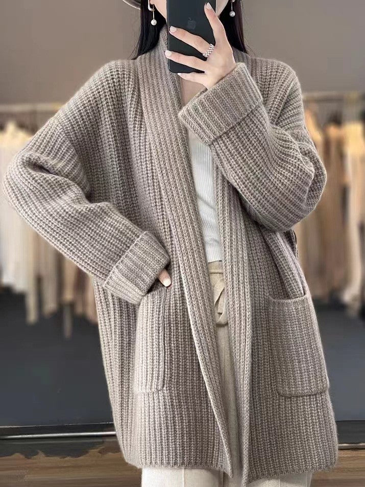Women's Soft V-Neck Cardigan – Button Front Long Sleeve Knit Layer