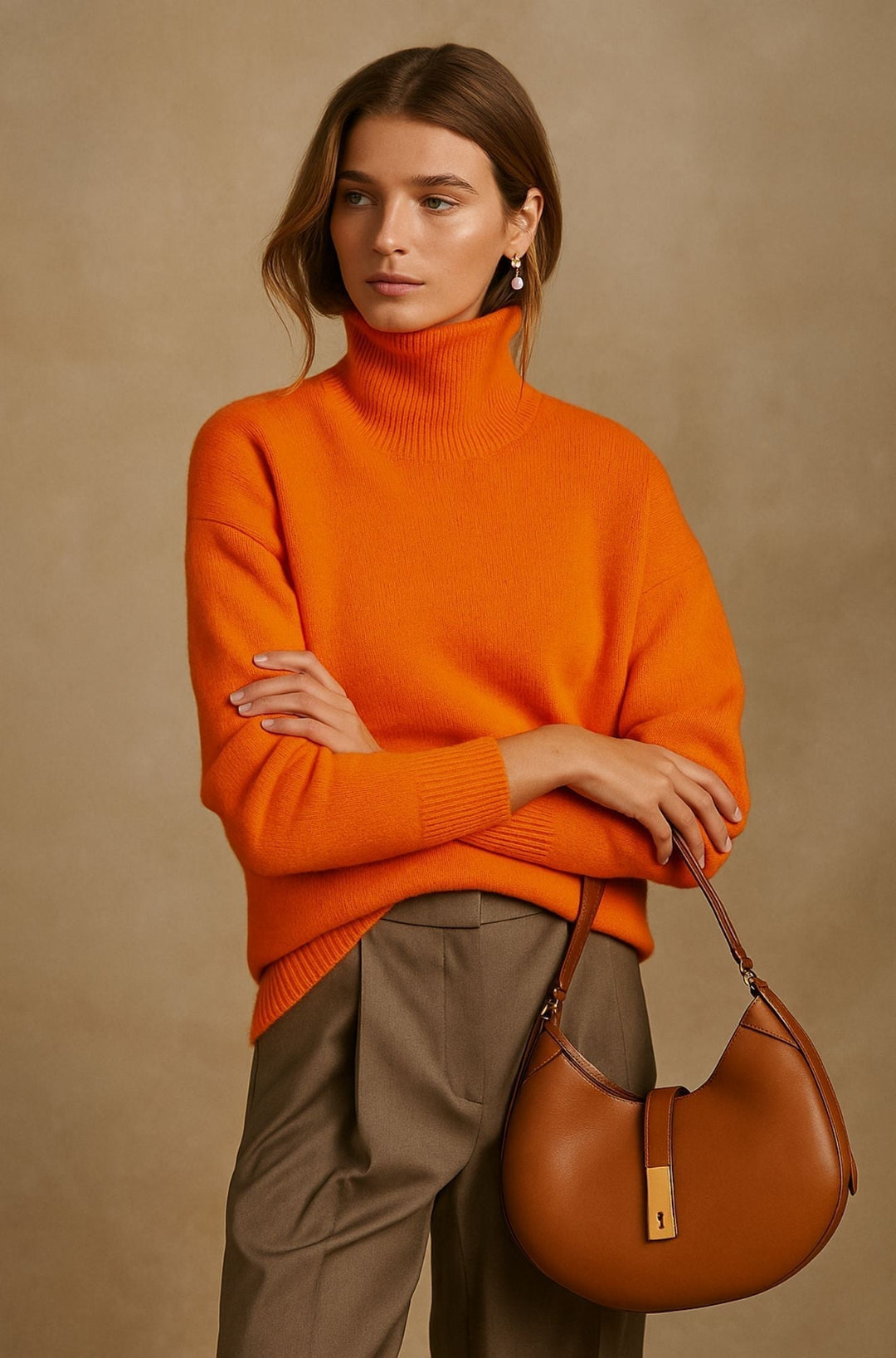 Women's Cashmere Turtleneck Sweater Oversized Long Sleeve Winter Knit Pullover
