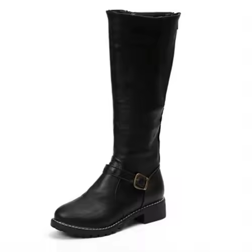 Women's Knee-High Boots Closed Toe Buckle Detail Casual Footwear