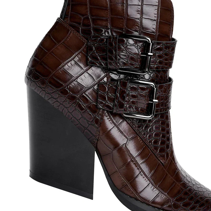 Women's Ankle Boots | Textured Upper Buckle Design | Casual Footwear